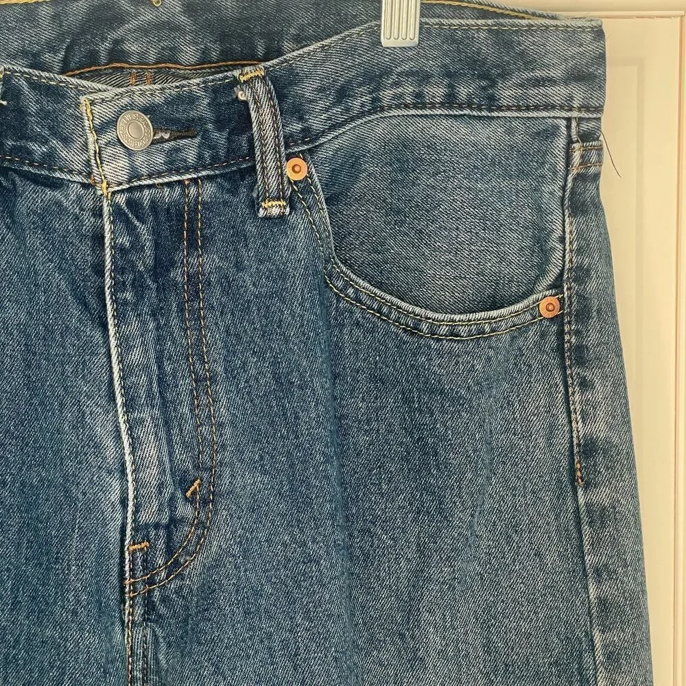 Levis Jeans Men's 505 33x36 Regular Straight Denim Work Pant Medium Stone Cotton